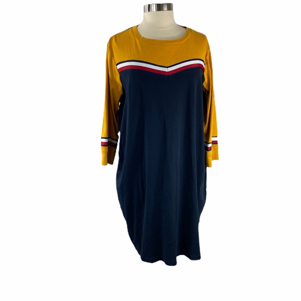 Tommy Hilfiger plus size tshirt dress mustard navy
